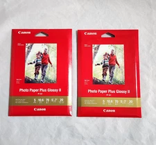 2 NEW Canon Inkjet Photo Paper Plus Glossy II PP-301 20 Sheets 5x7" High Gloss