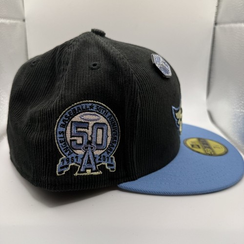 New Era 59FIFTY Anaheim Angels Blue/Black Rare 50th Anniversary Fitted Hat 7 1/2 - Picture 2 of 7