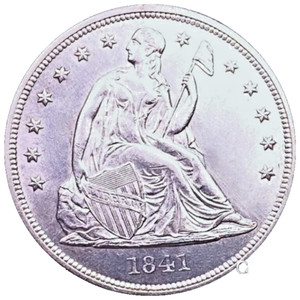 1841 $1 Liberty Seated Dollar MS-60 Details.  LOW SHIPPING!!