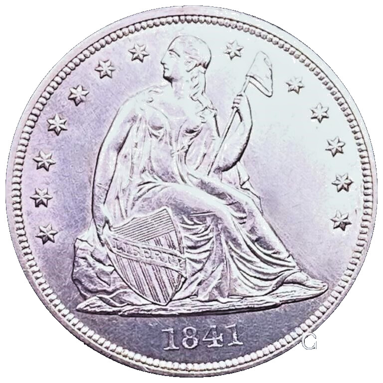 1841 $1 Liberty Seated Dollar MS-60 Details.  LOW SHIPPING!!