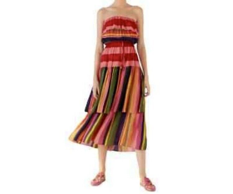 FARM Rio Mixed Stripes Strapless Midi Dress Color… - image 4