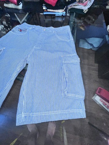 Vintage Tommy Hilfiger Hickory Striped Cargo Shorts Men’s Size 34 - Picture 5 of 22