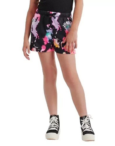 Justice Girls Shorts with multicolor Tie Dye on Black Fleece Size S 7/8NWT BinL - Picture 3 of 3
