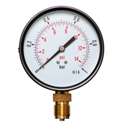 Neu 100mm 0-14 Psi 0-1 Bar 1/2'' Luftdruck Manometer Druckluftmesser Messgerät