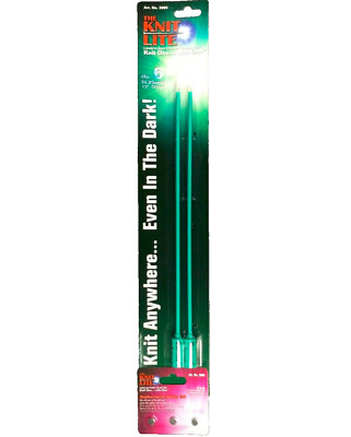 The Knit Lite- #3996 Green Knitting Needles- Light-Up Tip + Extra Batteries -New
