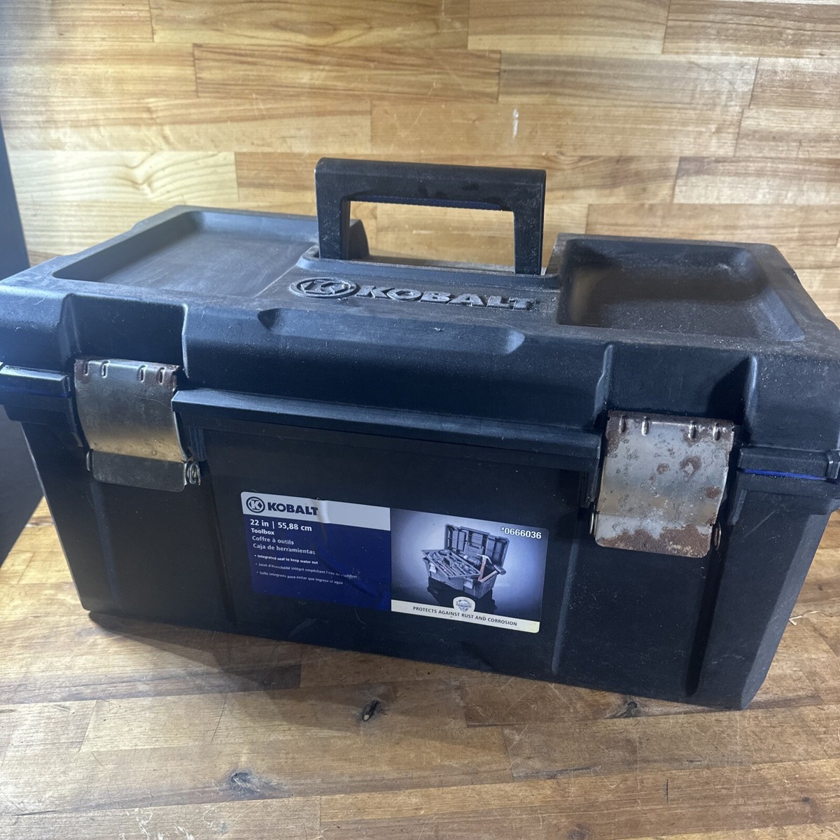 Kobalt 22 Inch Heavy Duty Plastic Tool Box W/ Tray Black - Made In 