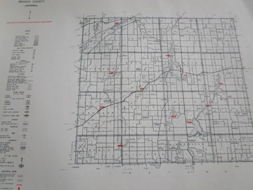 1961 BRANCH County MI CONSERVATION DNR MAP - Picture 1 of 1