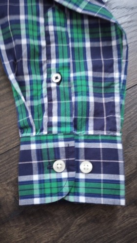 NUEVO CON ETIQUETAS $70Camisa a cuadros azul/verde Tommy Hilfiger para hombre cuello abotonado talla pequeña - Imagen 7 de 10