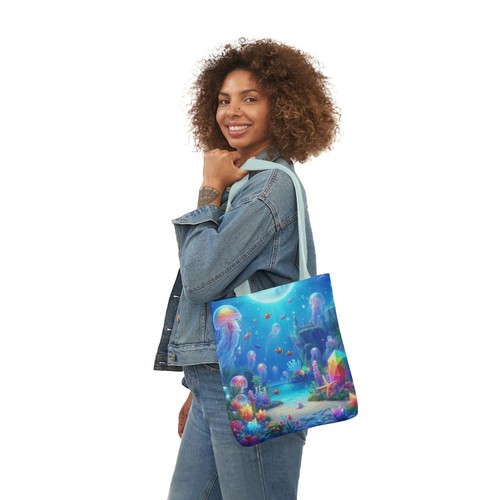Canvas Tote Bag 5-Color Straps | Gems of the Sea | Jellyfish | Castle - Picture 13 of 21