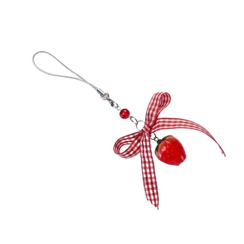 Strawberry Cube Bowknot Charm Pendant Hanging Decoration for Key Bag Purse - Zdjęcie 10 z 10