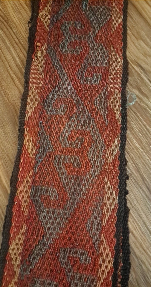 Antique Turkmen Tent Band Fragment Trapping Woven Sash Scarf Handmade 136x6 - Image 4 of 4