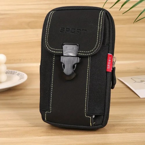 Beautiful Special Belt Bag Cellphone & Zipped Money Wallet Black 7x4 Case - Picture 2 of 6