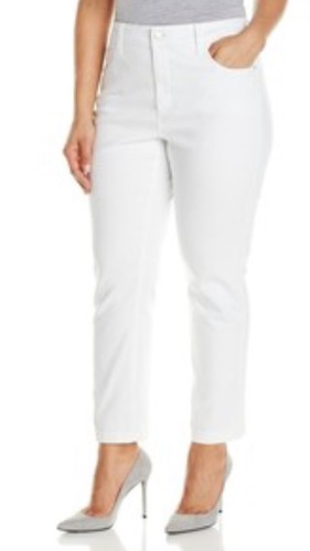 Jeans NYDJ donna 'taglia 24W' Audrey pantaloni twill alla caviglia taglie forti bianco ottico H52 - Foto 1 di 9
