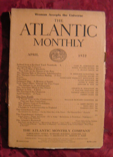 ATLANTIC Monthly Magazine April 1922 Carl W. Ackerman Edward W. Bok   - Picture 1 of 1