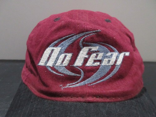 VINTAGE No Fear Hat Cap Snap Back Red Black Spell Out Streetwear Surfer Mens 90s - Picture 2 of 8