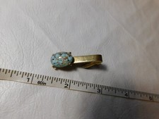 turquoise color stone tie tack clip bar vintage gold flake VTG