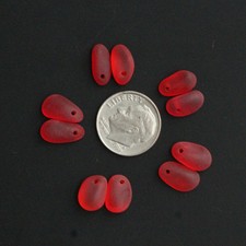 top drilled sea beach glass 5 pairs red ruby-like pendant jewelry use