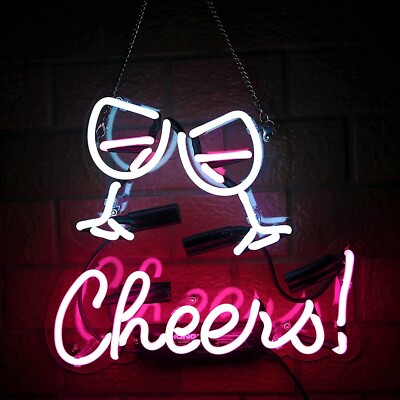 20''x16'' Cheers Wine Beer Acrylic Neon Sign Light Lamp Wall Visual Bar Glass QL