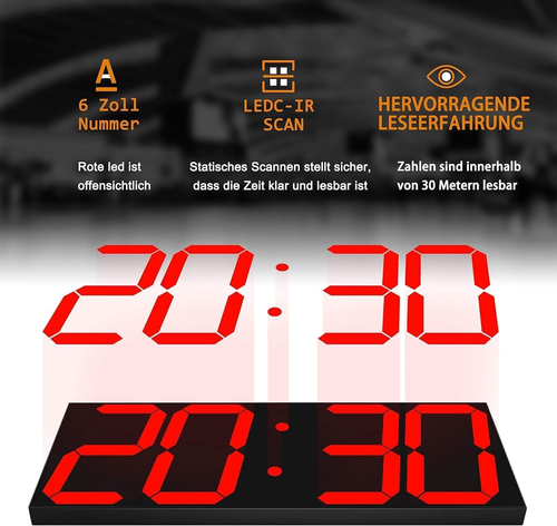 Orologio Digitale a LED, Grande Orologio Da Parete Con Display LED Da 18 Pollici - Foto 4 di 12