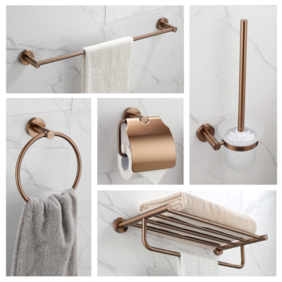 Brushed Rose Gold Bathroom Accessory Towel Bar Paper Holder