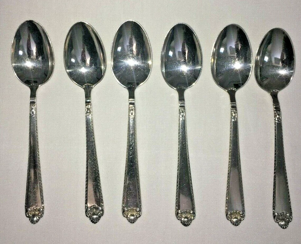 10 cucharas de té de abedul de plata esterlina lisa de Jorge II Foto 4 de 4