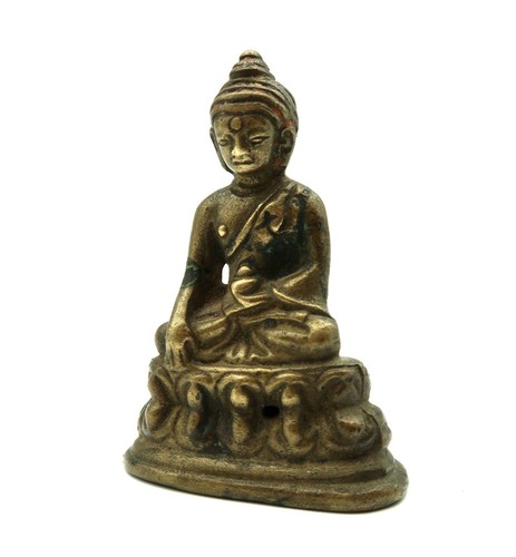 Antique Buddha On Un Throne Lotus Taking The Earth IN Warning - Tibet End 19e - Picture 4 of 9