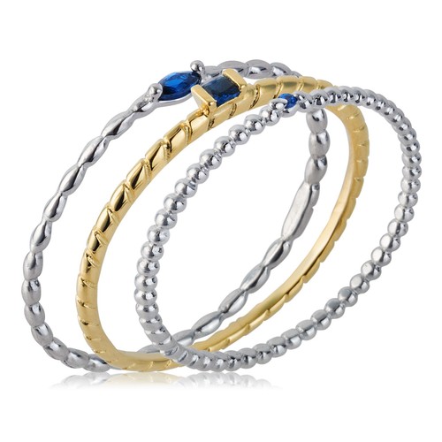 Tris di Anelli Donna MORELLATO 1930 Argento 925% Gold Rosè 3 Misure Pietra Blu - Foto 4 di 30