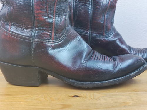 Vintage 1987 Lucchese Classics L6608 Herren 9 Ochsenblut schwarz Kirsche Western Cowboystiefel - Bild 5 von 18