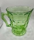 Vintage Hazel-Atlas Green Uranium Glass Pitcher - Block Pattern Depression Glass