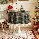 Christmas Plaid Tablecloth Napkin Festive Xmas Party Dinner Washable Tablecover