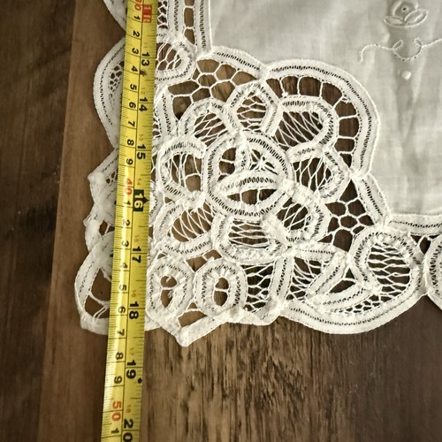 Tovaglietta singola vintage centrotavola Battenburg pizzo centrino ricamato bianco - Foto 8 di 9