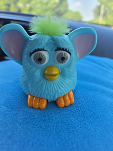 McDonald's Furby 1999 Blue Toy with Green Hair, Orange Feet, Battery Operated
