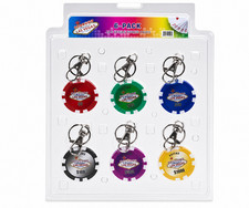 Las Vegas Souvenir Pack Poker Chip Key Chains Assorted Colors Pack of 6