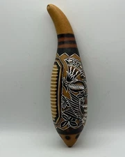 Peruvian or Andean Indian Carved Guiro Gourd Rain Stick Healing Folk Art 10"