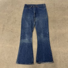VTG 70s Levis 646 0217 Jeans Mens fit 32x33 Blue Denim Pants Flare Orange Tab
