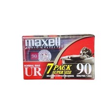 7 Pack Maxell Normal Bias UR 90-Minute Blank Audio Cassette Tapes New Sealed