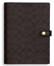   Coach Snap Notebook - CZ198 Walnut Black Signature Canvas/Smooth leather - NWT
