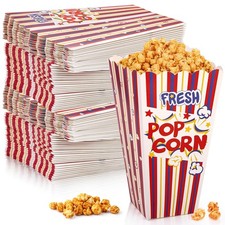100 Pack Popcorn Box, 46 Oz Large Open Top Popcorn Containers Disposable, 7.9...