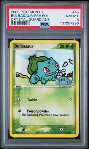2006 POKEMON EX CRYSTAL GUARDIANS #45 BULBASAUR-REVERSE FOIL PSA 8