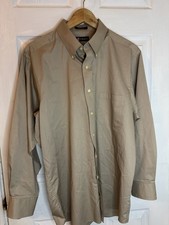 Chaps Wrinkle Free Twill Men's Dress Shirt Beige Large 16-16.5 Button-Down 32/33