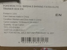 Pokémon Shining Fates Elite Trainer Box Case (10 Boxes, English, 2021)