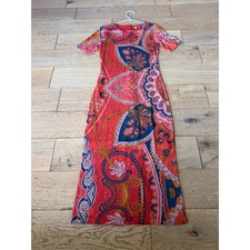 Farm Rio for Anthropologie Maxi Dress Small Red Paisley Floral Excellent (2018)