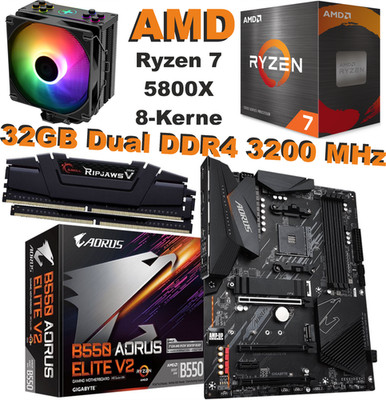 AMD Ryzen 7 5800X Bundle Gigabyte B550 Aorus Elite AX V2 32GB DDR4 3200 + Kühler