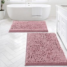 H.VERSAILTEX Chenille Bath Mat Set, Non-Slip, Soft, Absorbent, Washable, Fast Dr