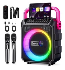 Karaoke Machine, Upgrade Portable Bluetooth Speaker with 2 Wireless Microphon...