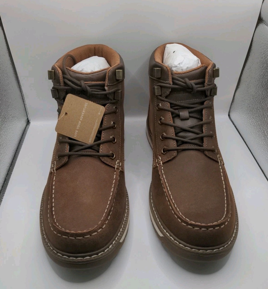 New Eddie Bauer Stahl Peak Mens Leather Boots Brown Size 11