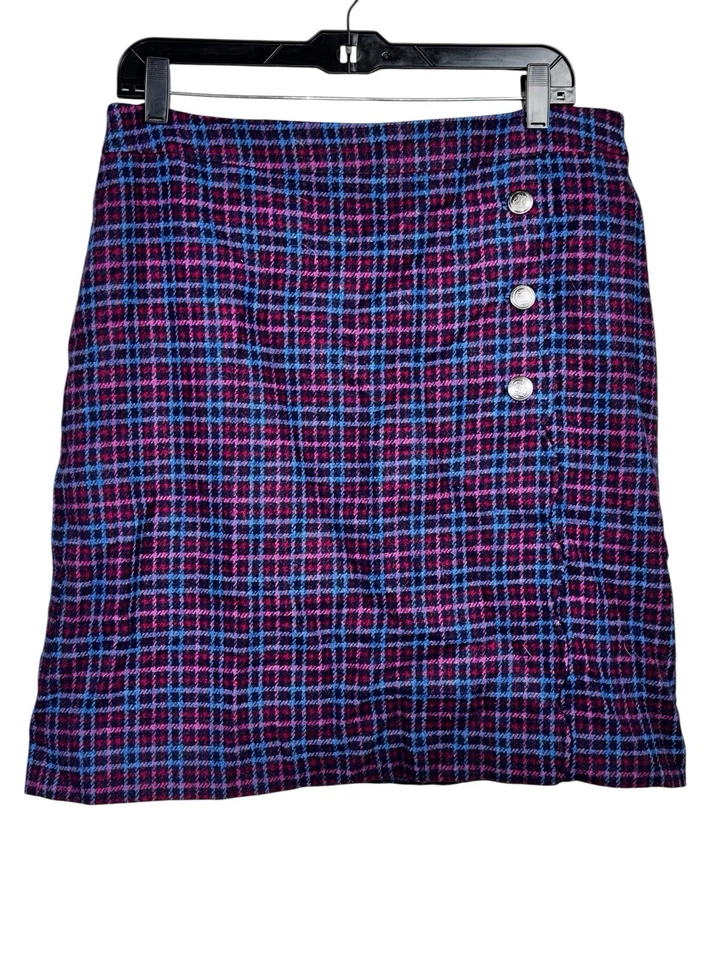 Talbots Woman's Plaid  Faux Wrap Scalloped A-line Skirt size 12 Academia - Image 2 of 4