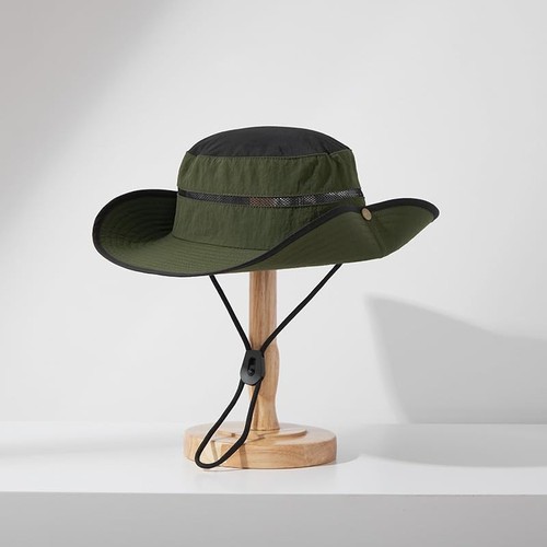 Woman-Man-Fishing-Summer-Sun-Hat Wide Brim Waterproof UV Medium-Large Green - Picture 5 of 6