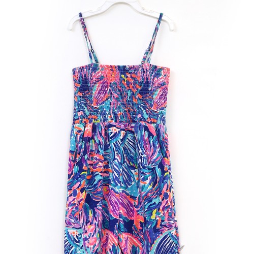 Lilly Pulitzer Girls Jemma Jumpsuit Smocked Printed Sleeveless Colorful L 280892 - Picture 5 of 6