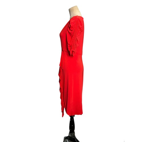 Vestido drapeado Hale Bob Poppy Rojo Ferrah talla mediana - Imagen 19 de 24